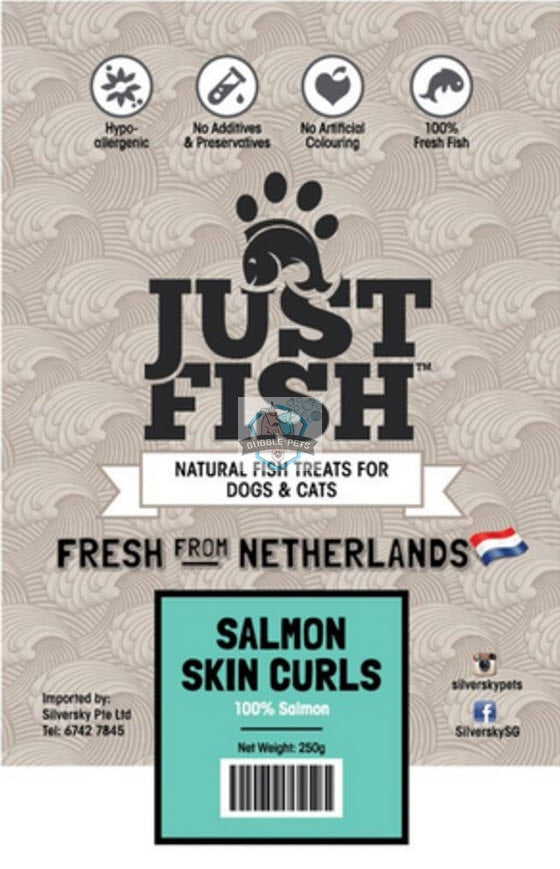 Just Fish Salmon Skin Curls Dog Cats Pet Treats