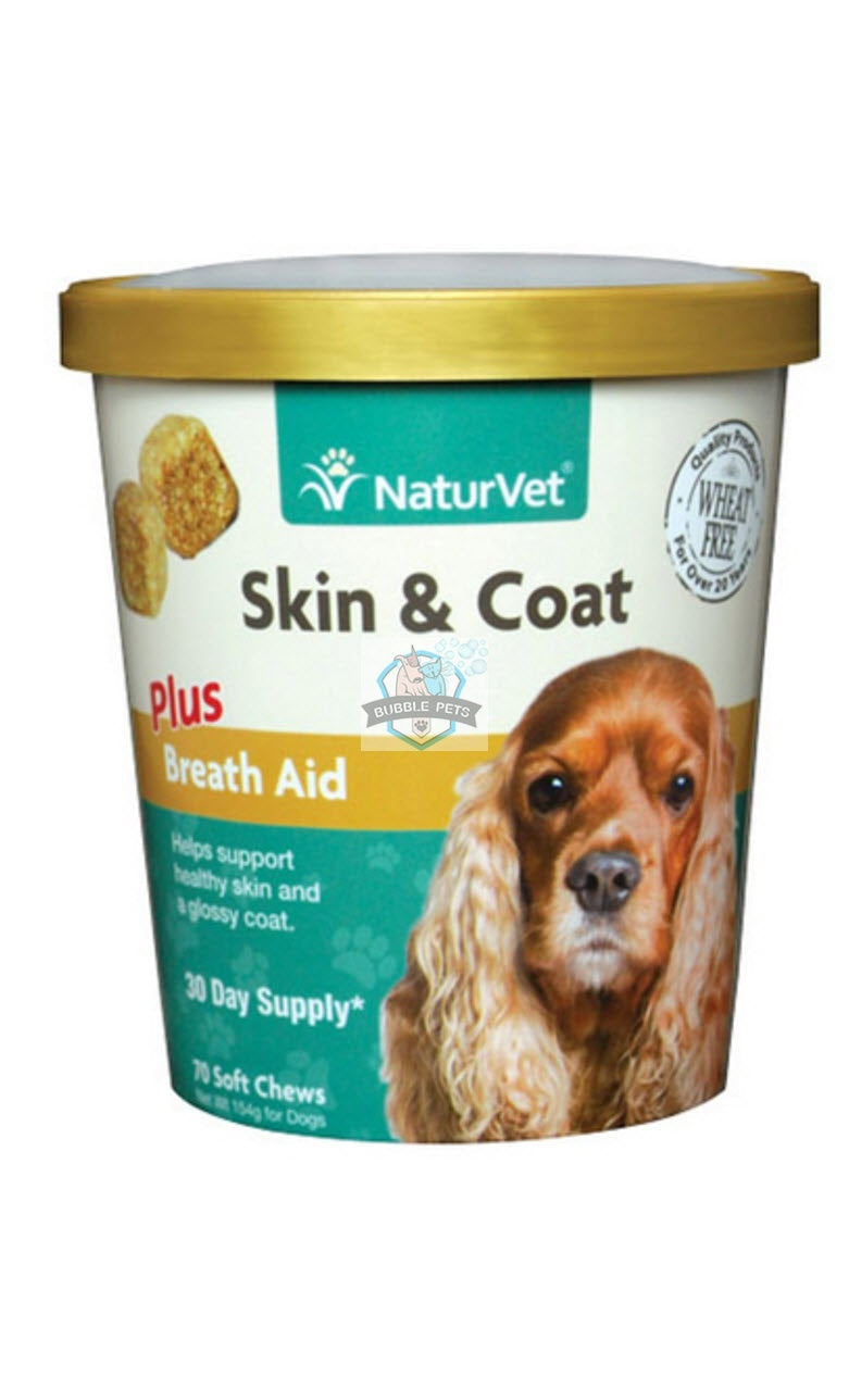 NaturVet Skin And Coat Plus Breath Aid Soft Chew Cup for Dogs