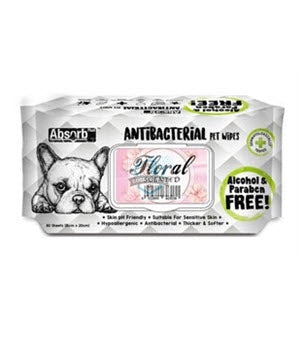 Absorb Plus Antibacterial Floral Scented Pet Wipes (3 Packs Promo)