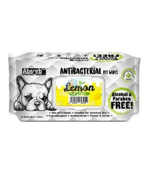 Absorb Plus Antibacterial Lemon Scented Pet Wipes (3 Packs Promo)