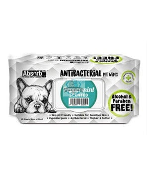 Absorb Plus Antibacterial Peppermint Scented Pet Wipes (3 Packs Promo)