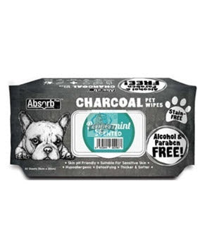 Absorb Plus Charcoal Peppermint Scented Pet Wipes (3 Packs Promo)