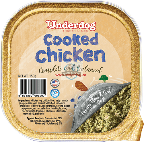 Underdog Cooked Chicken Complete & Balanced Frozen Dog Food