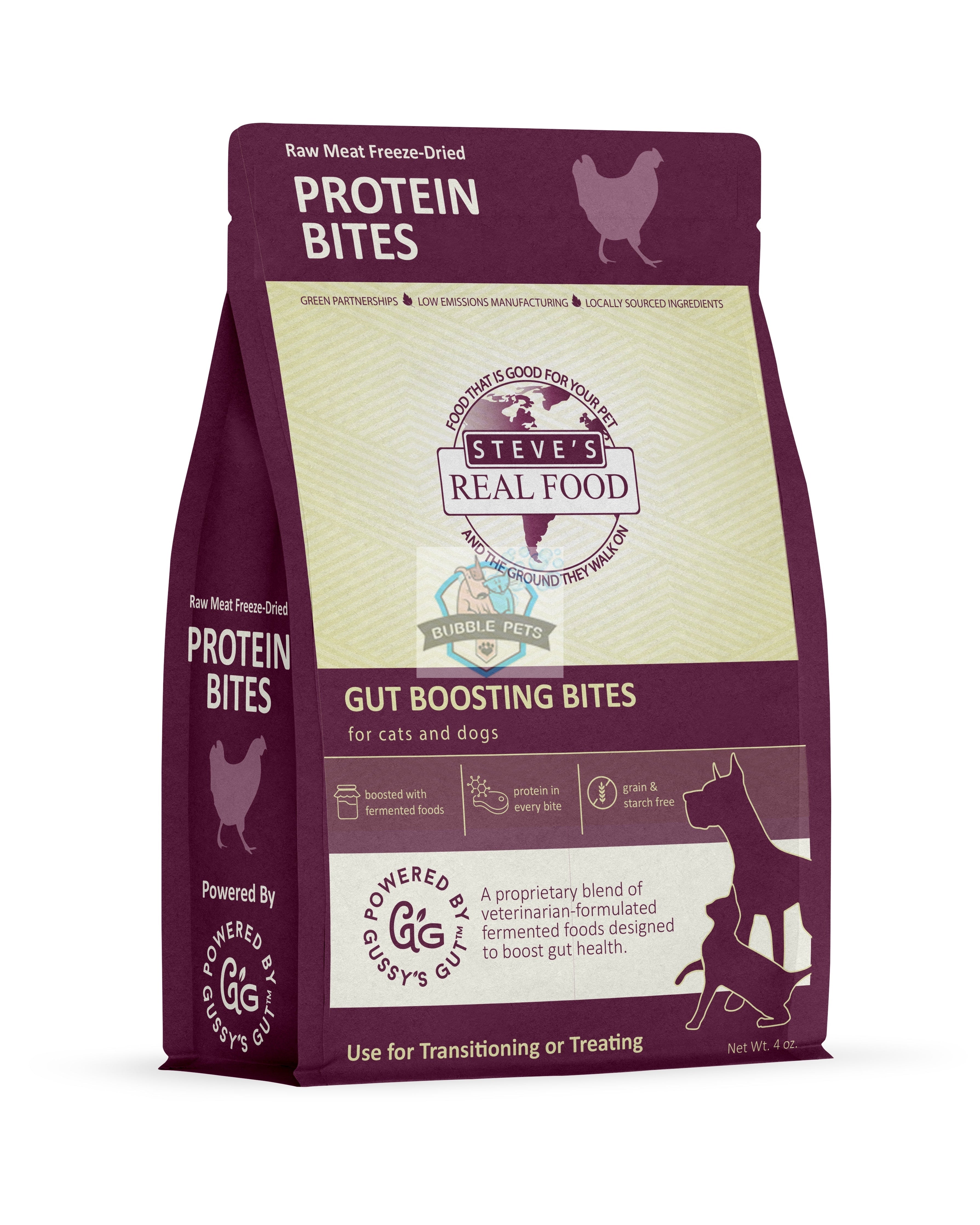 Steve's Real Food Freeze Dried Chicken Probiotics Protein Bites Dog and Cat Treat