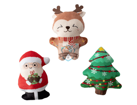 PROMO PLAY Mini Merry and Bright, Dog Squeaky Plush Dog Toy
