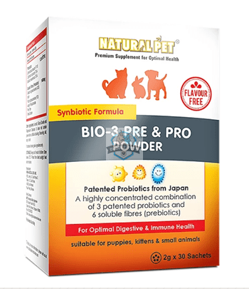 Natural Pet Bio-3 Pre & Pro Powder (Flavor Free) for Dogs Cats