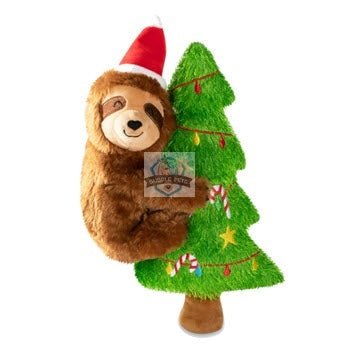 PROMO PLAY Merry Slothmas Squeaky Plush Dog Toy