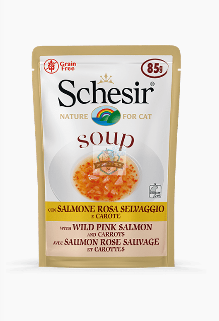 Schesir Cat Pouch In Soup Wild Pink Salmon and Carrots