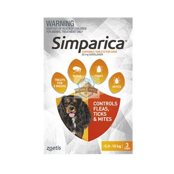 Simparica Chewable Tablets for Dogs, 11.1-22 lbs/5-10kg (Orange Box)