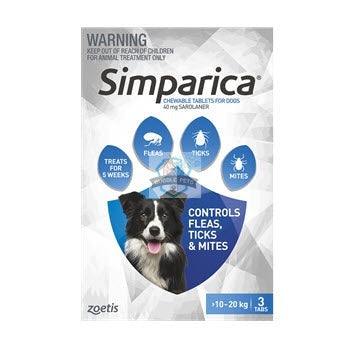Simparica Chewable Tablets for Dogs, 22.1-44 lbs/ 10-20kg (Blue Box)
