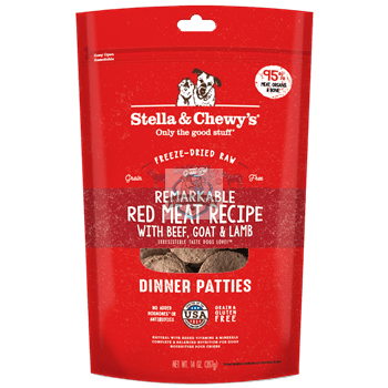 Stella & Chewy Freeze Dried Dinner Patties Remarkable Red Meat (Beef Goat Lamb) Dog Food