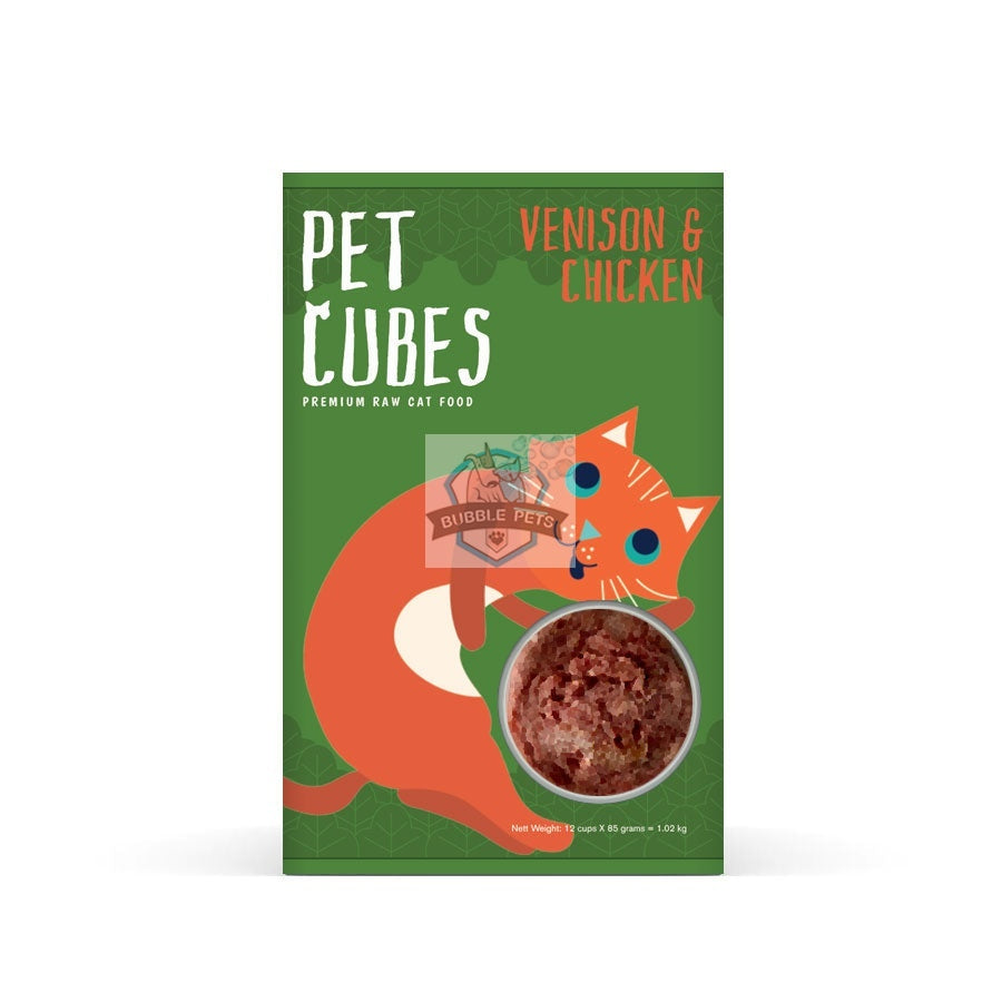 PetCubes Cat  Venison & Chicken Frozen Raw Cat Food
