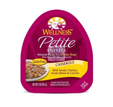 Wellness Petite Entrees Casserole Tender Chicken, Green Beans & Carrots Cup Tray Dog Food