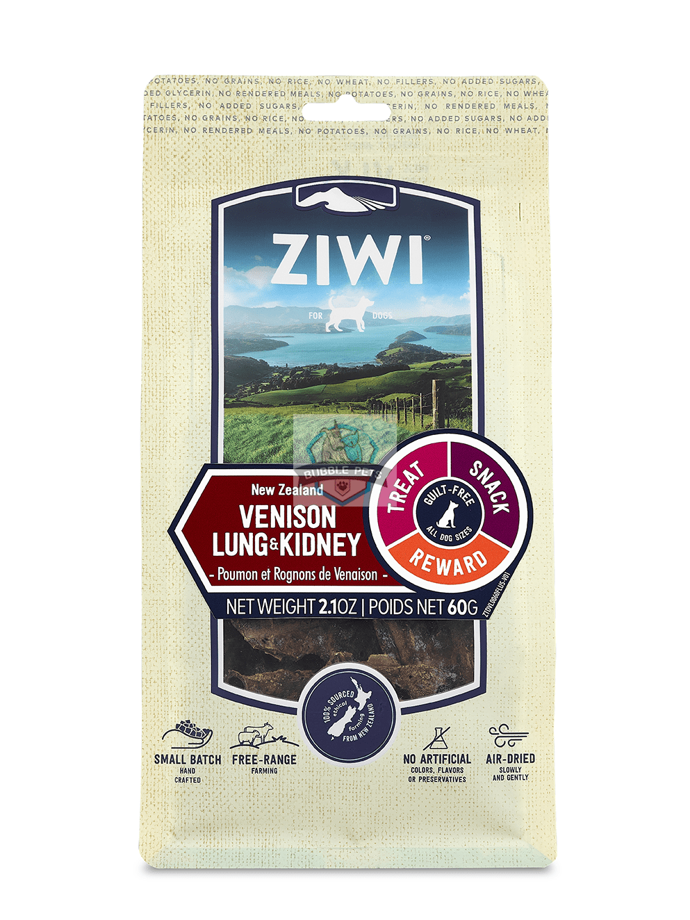 Ziwi Single Protein Air Dried Dog Treats (V. Lung & Kidney 60g)