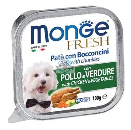Monge Fresh Chicken & Vegetables Pâté with Chunkies Tray Dog Food