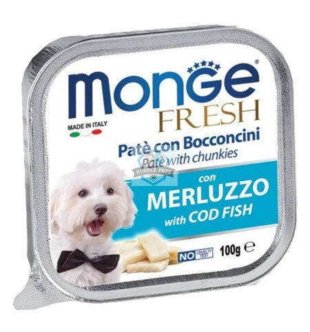 Monge Fresh Cod Fish Pâté with Chunkies Tray Dog Food