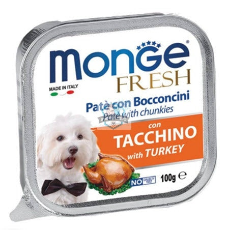 Monge Fresh Turkey Pâté with Chunkies Tray Dog Food