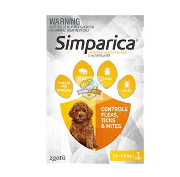 Simparica Chewable Tablets for Dogs, 2.8-5.5 lbs/1.3 -2.5kg (Yellow Box)
